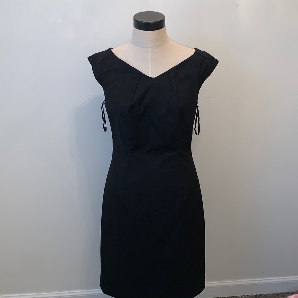 High neck black dress